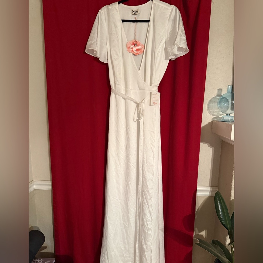 Show Me Your Mumu / White Satin Wrap Dress
